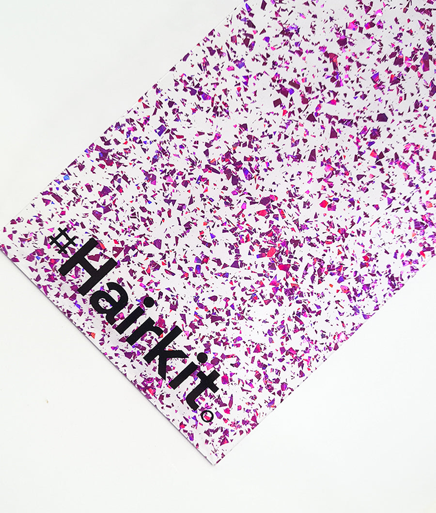 Hashtaghairkit Glitter balayage board with purple Holographic flecks