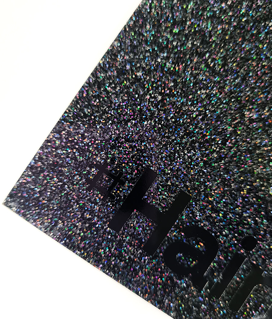 close up of black rainbow hairdressing balayage board with #hairkit logo