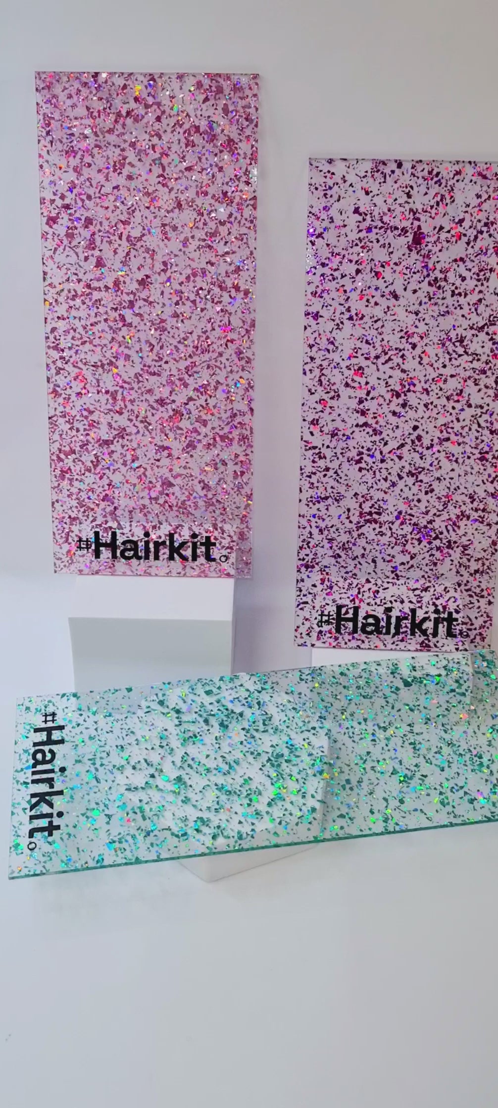 Video of Hashtaghairkit Glitter balayage boards with Holographic flecks