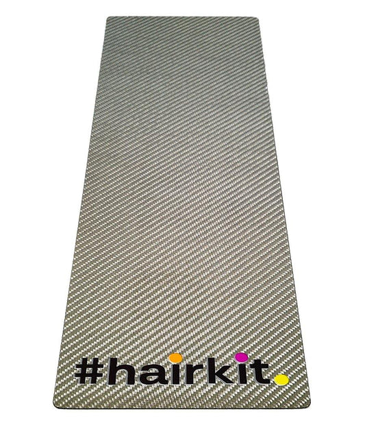 Silver twill, carbon fibre, hairdressing balayage board with #hairkit logo